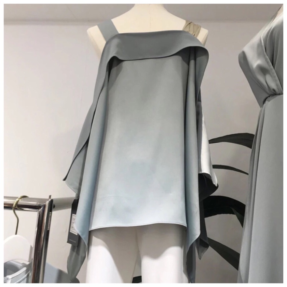 Silky Multi Color Asymmetrical Strappy Top - Picture 8 of 8